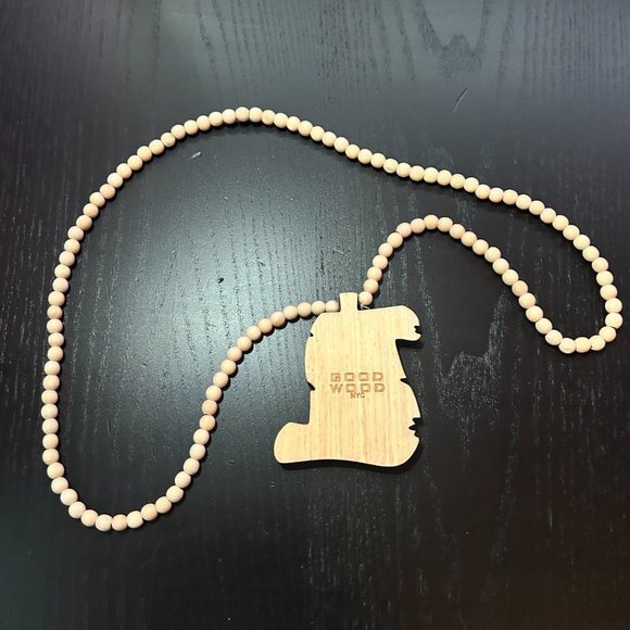 GoodWood NYC Psalm 23:4 Necklace Wooden Pendant Wooden Beaded - Picture 3 of 4